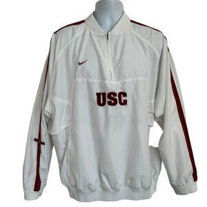 Nike USC Trojans Windbreaker Jacket 1/4 Zip Large White Authentic Team Apparel